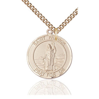 14kt Gold Filled Saint Patrick Medal Catholic Jewelry Engraved Catholic Saint Jewelry