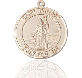 14kt Gold Saint Patrick Medal Engraved Catholic Saint Jewelry