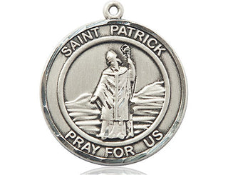 Pewter Saint Patrick Medal Engraved Catholic Saint Jewelry