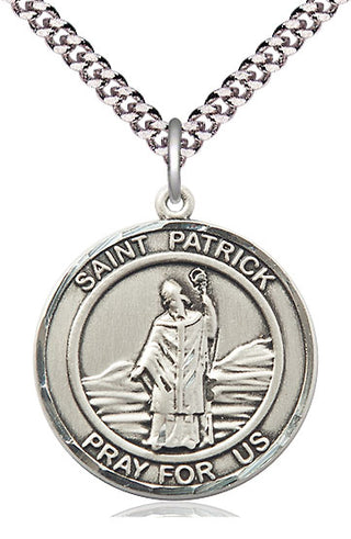 Pewter Saint Patrick Medal Catholic Jewelry Engraved Catholic Saint Jewelry