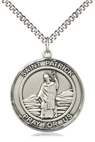 Pewter Saint Patrick Medal Catholic Jewelry Engraved Catholic Saint Jewelry