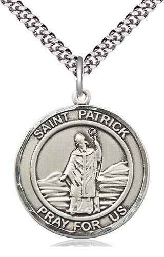 Pewter Saint Patrick Medal Catholic Jewelry Engraved Catholic Saint Jewelry