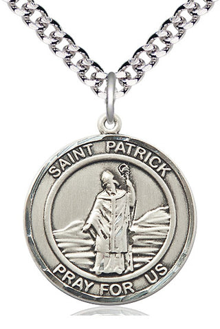 Sterling Silver Saint Patrick Medal Catholic Jewelry Engraved Catholic Saint Jewelry