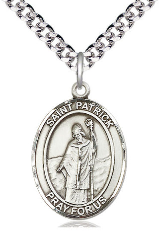 Sterling Silver Saint Patrick Medal Catholic Jewelry Engraved Catholic Saint Jewelry