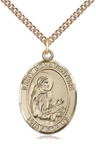 14kt Gold Filled Saint Bonaventure Medal Catholic Jewelry Engraved Catholic Saint Jewelry