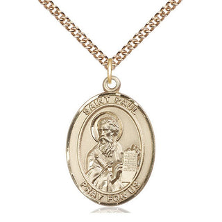 14kt Gold Filled Saint Paul the Apostle Medal Catholic Jewelry Engraved Catholic Saint Jewelry