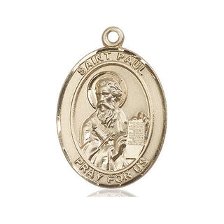 14kt Gold Saint Paul the Apostle Medal Engraved Catholic Saint Jewelry