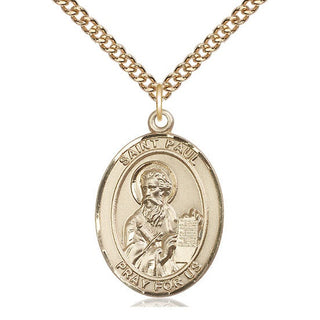 14kt Gold Saint Paul the Apostle Medal Engraved Catholic Saint Jewelry