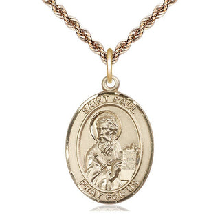 14kt Gold Saint Paul the Apostle Medal Engraved Catholic Saint Jewelry