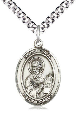 Pewter Saint Paul the Apostle Medal Catholic Jewelry Engraved Catholic Saint Jewelry