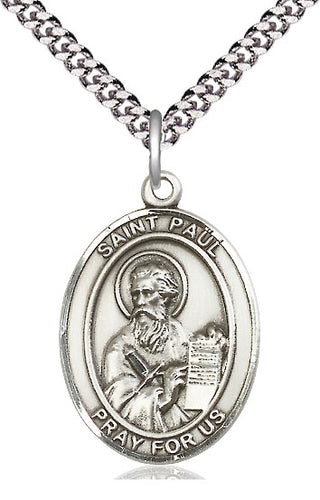 Pewter Saint Paul the Apostle Medal Catholic Jewelry Engraved Catholic Saint Jewelry