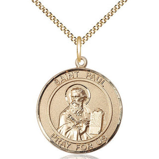14kt Gold Filled Saint Paul the Apostle Medal Catholic Jewelry Engraved Catholic Saint Jewelry