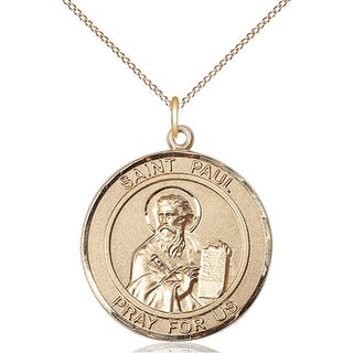 14kt Gold Filled Saint Paul the Apostle Medal Catholic Jewelry Engraved Catholic Saint Jewelry