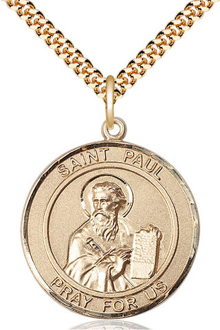 14kt Gold Filled Saint Paul the Apostle Medal Catholic Jewelry Engraved Catholic Saint Jewelry