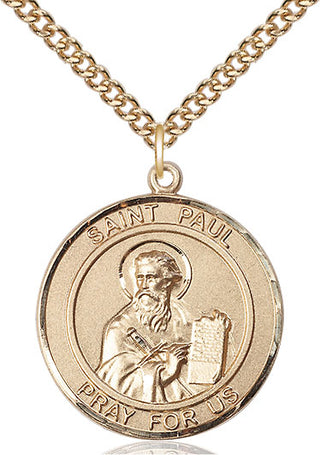 14kt Gold Filled Saint Paul the Apostle Medal Catholic Jewelry Engraved Catholic Saint Jewelry