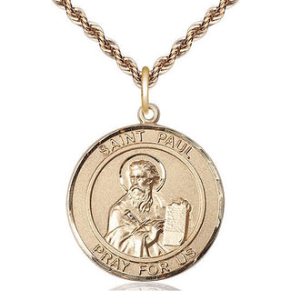 14kt Gold Filled Saint Paul the Apostle Medal Catholic Jewelry Engraved Catholic Saint Jewelry