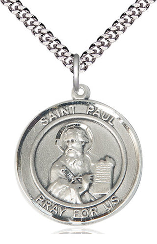 Pewter Saint Paul the Apostle Medal Catholic Jewelry Engraved Catholic Saint Jewelry