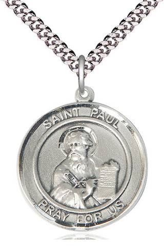 Sterling Silver Saint Paul the Apostle Medal Catholic Jewelry Engraved Catholic Saint Jewelry