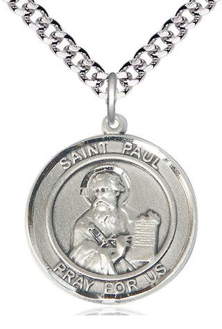 Sterling Silver Saint Paul the Apostle Medal Catholic Jewelry Engraved Catholic Saint Jewelry