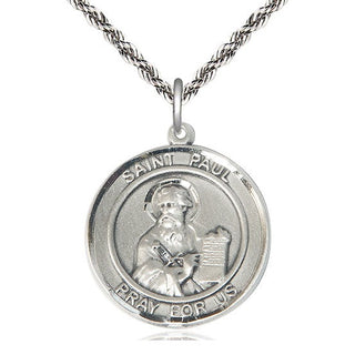 Sterling Silver Saint Paul the Apostle Medal Catholic Jewelry Engraved Catholic Saint Jewelry