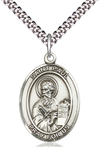 Sterling Silver Saint Paul the Apostle Medal Catholic Jewelry Engraved Catholic Saint Jewelry