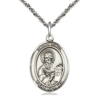 Sterling Silver Saint Paul the Apostle Medal Catholic Jewelry Engraved Catholic Saint Jewelry