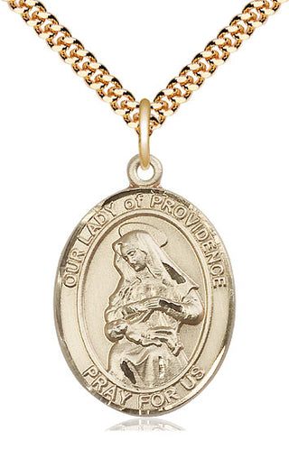 14kt Gold Filled Our Lady of Providence Medal Catholic Jewelry Engraved Catholic Saint Jewelry