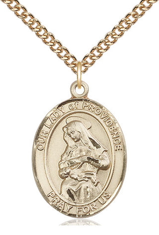 14kt Gold Filled Our Lady of Providence Medal Catholic Jewelry Engraved Catholic Saint Jewelry