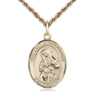 14kt Gold Filled Our Lady of Providence Medal Catholic Jewelry Engraved Catholic Saint Jewelry