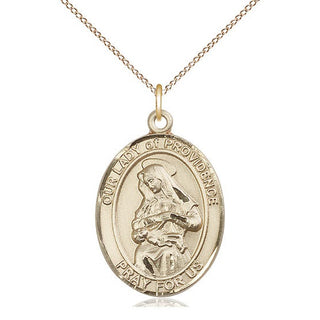 14kt Gold Our Lady of Providence Medal Engraved Catholic Saint Jewelry