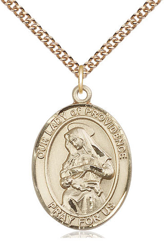 14kt Gold Our Lady of Providence Medal Engraved Catholic Saint Jewelry
