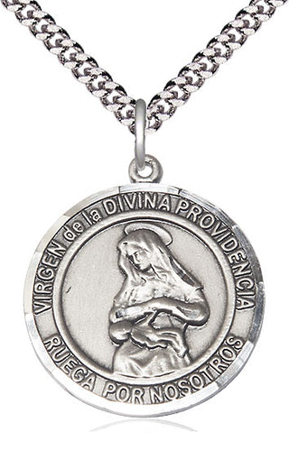 Sterling Silver Virgen Divina Providencia Medal Catholic Jewelry Engraved Catholic Saint Jewelry