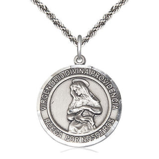 Sterling Silver Virgen Divina Providencia Medal Catholic Jewelry Engraved Catholic Saint Jewelry