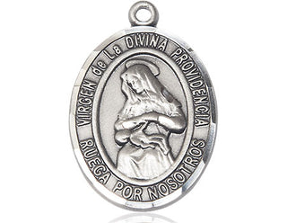 Pewter Virgen de la Divina Medal Engraved Catholic Saint Jewelry