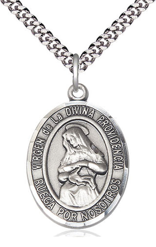 Pewter Virgen de la Divina Medal Catholic Jewelry Engraved Catholic Saint Jewelry