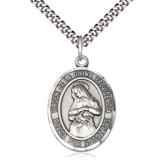 Sterling Silver Virgen de la Divina Medal Catholic Jewelry Engraved Catholic Saint Jewelry