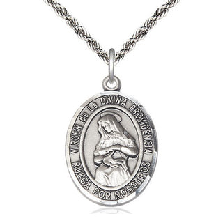 Sterling Silver Virgen de la Divina Medal Catholic Jewelry Engraved Catholic Saint Jewelry