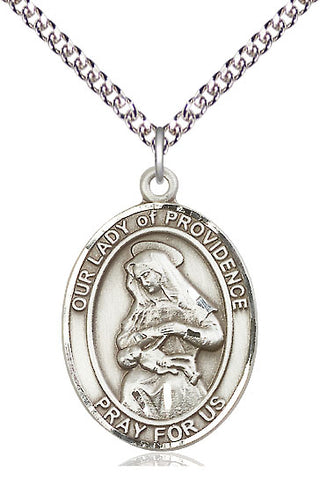 Sterling Silver Our Lady of Providence Medal Catholic Jewelry Engraved Catholic Saint Jewelry
