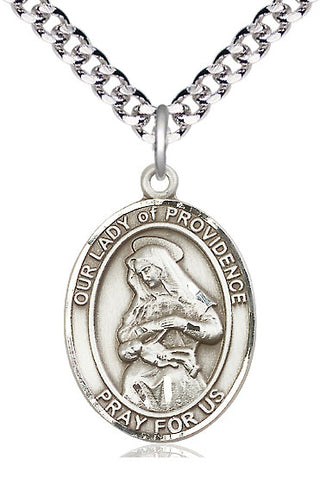 Sterling Silver Our Lady of Providence Medal Catholic Jewelry Engraved Catholic Saint Jewelry