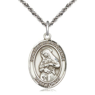 Sterling Silver Our Lady of Providence Medal Catholic Jewelry Engraved Catholic Saint Jewelry
