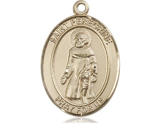 14kt Gold Filled Saint Peregrine Laziosi Medal Engraved Catholic Saint Jewelry
