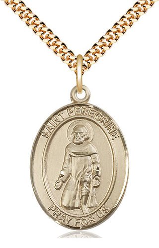 14kt Gold Filled Saint Peregrine Laziosi Medal Catholic Jewelry Engraved Catholic Saint Jewelry