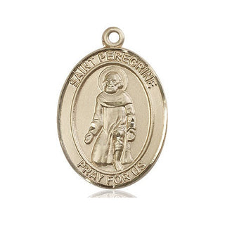 14kt Gold Saint Peregrine Laziosi Medal Engraved Catholic Saint Jewelry