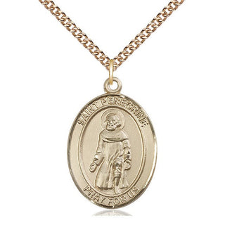14kt Gold Saint Peregrine Laziosi Medal Engraved Catholic Saint Jewelry