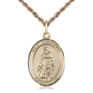 14kt Gold Saint Peregrine Laziosi Medal Engraved Catholic Saint Jewelry
