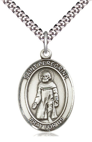 Pewter Saint Peregrine Laziosi Medal Catholic Jewelry Engraved Catholic Saint Jewelry