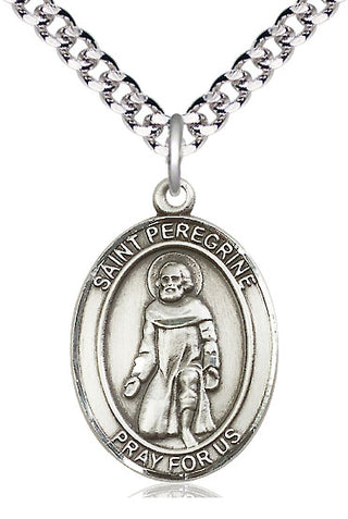 Pewter Saint Peregrine Laziosi Medal Catholic Jewelry Engraved Catholic Saint Jewelry