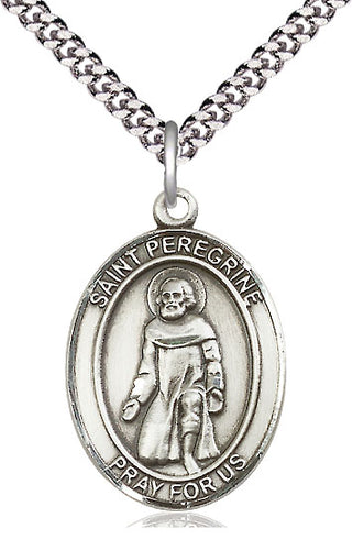 Pewter Saint Peregrine Laziosi Medal Catholic Jewelry Engraved Catholic Saint Jewelry