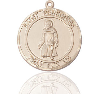 14kt Gold Filled Saint Peregrine Medal Engraved Catholic Saint Jewelry