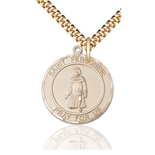 14kt Gold Filled Saint Peregrine Medal Catholic Jewelry Engraved Catholic Saint Jewelry